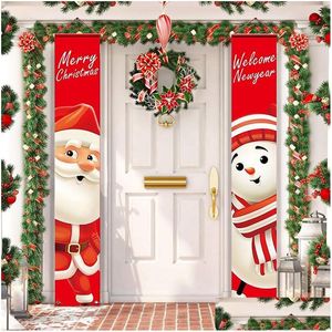 Décorations de Noël Qifu Porte Bannière Joyeux Décor Pour La Maison Ornements Noël Bonne Année 2021 Navidad Natal 201028 Drop Livraison Jardin Dh347