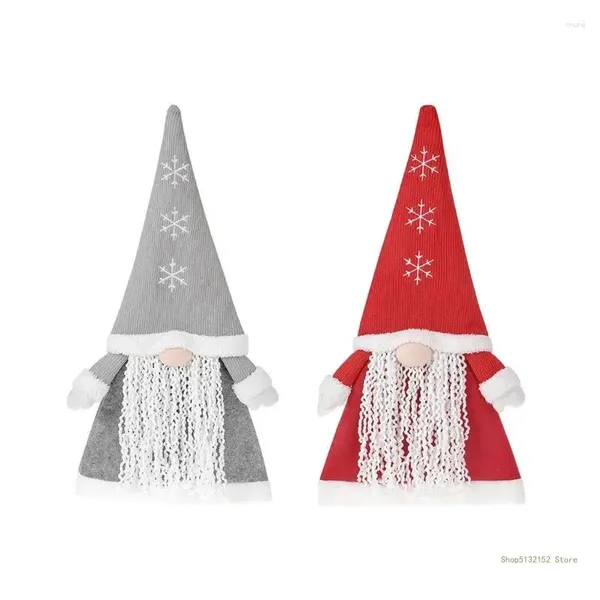 Décorations de Noël QX2E Haut de l'arbre sans visage personnes âgées chapeau tricoté fête festive Santa Clause Toppers pour la décoration de table à la maison