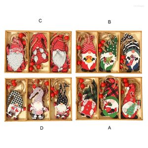 Kerstdecoraties R2JC 9PCS HOUT KNOME HANDEL ORNAMENTEN Handgemaakte gezichtsloze poppendecoratie voor Xmas Tree Party Supplies Crafts