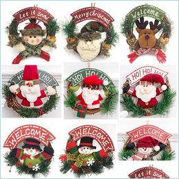 Kerstdecoraties rattan houten krans poppendeur hangende decoratie slinger santa sneeuwman eland decor drop levering home tuin fe dhhsu