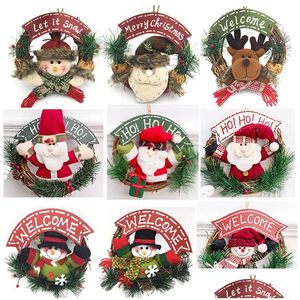 Décorations De Noël Rotin En Bois Guirlande Porte De Poupée Suspendu Décoration Guirlande Père Noël Bonhomme De Neige Elk Décor Drop Delivery Maison Jardin Fe Dhp3R