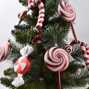 Décorations de Noël Rouge et Blanc Candy Lollipops Combinaison Arbre Home Party Fenêtre 221117