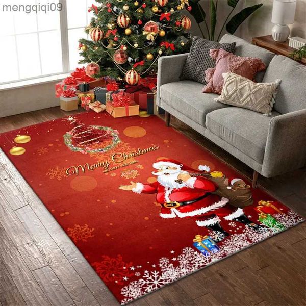 Decoraciones navideñas Decoración navideña roja Alfombra de entrada Sala de estar Mesa de centro Manta Santa Copo de nieve Alfombras para dormitorio Alfombras R231004