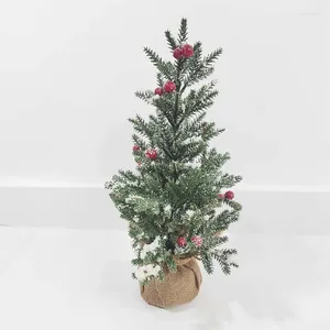 Christmas Decorations Red Fruit Tree Festive Party Flocking Snowflake Decoration