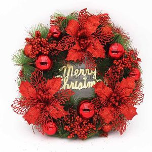 Decorações de Natal Guirlanda de Natal em ouro vermelho para porta da frente Janela de ouro Porta de parede Decorações de Natal Guirlanda Ornamento Guirnalda Navidad 2024 HKD230921