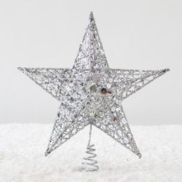 Decoraciones navideñas, árbol de plata, oro rojo, estrella superior, boda, 20cm, 3 colores, cumpleaños, hogar, jardín, adorno de lentejuelas de Metal, decoración