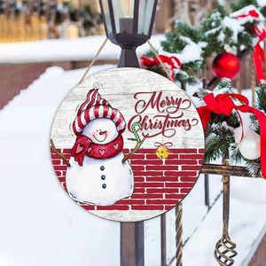 Décorations de Noël Red Merry Snowman Decor Sign Decoration suspendue en bois Home Guest 12 pouces Année 2024