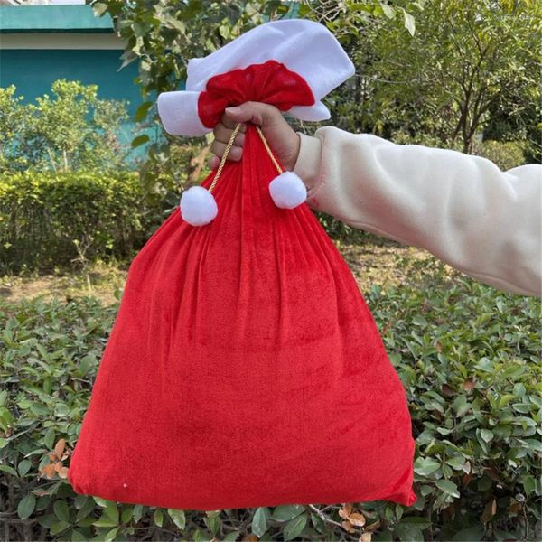 Decoraciones navideñas Bolsas de regalo rojas de Papá Noel Grandes Super Soft Candy Year Merry Bag Suministros para fiestas