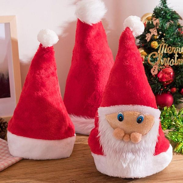 Décorations de Noël rouge Père Noël vieux visage en peluche chapeau ornements enfant adulte fournitures de fête cadeaux de vacances pour l'année décor de noël