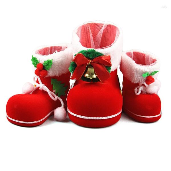 Decoraciones navideñas Botas de copo de nieve rojo Soporte para regalos Decoración del hogar 2023 Año Navidad Niños Bolsa de almacenamiento de dulces Organizadores Sacos de Santa