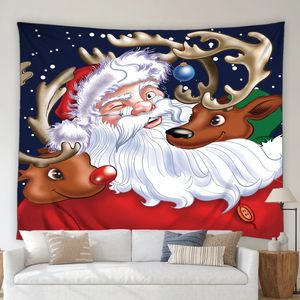 Kerstversiering Rode Wandtapijt Kerstman Boom Elanden Geschenkdoos Achtergrond Decor Doek Slaapkamer Woonkamer Muur Hangende Deken 231030