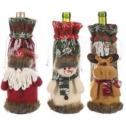 Adornos navideños Cubierta de botella de vino tinto Bolsas Feliz Navidad Decoración Vacaciones Fiesta en casa Papá Noel Envolturas de regalo de Navidad Q502