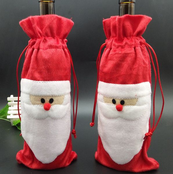 Decoraciones navideñas Bolsas para botellas de vino tinto Bolsa de champán de Papá Noel de Navidad 31 * 13 CM YHM58-1-ZWL