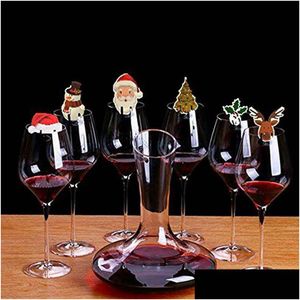 Décorations de Noël Cartes de verre de vin rouge Noël Nouvel An Fête Dîner Ornements 10pcs Bouteille ER Tentures Props Goblet Cups Beau drapeau Dhw2H