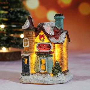 Décorations de Noël Résine Petite Maison Micro Paysage Ornements Cadeaux