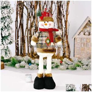 Kerstversiering Retro Sneeuwvlok Plaid Rekbare Pop Kerstman Elanden Sneeuwpop Vrolijk Voor Thuis Kerstversieringen L230620 Drop Deli Dh9Lc