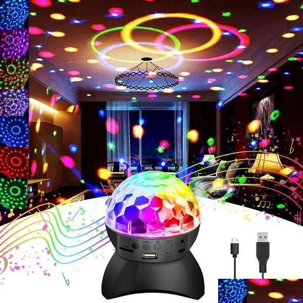 Décorations de Noël RGB Disco Light Dj Luces Discoteca Lampe Portable Bluetooth Haut-parleurs Fête d'anniversaire Lumières Ball Projecteur Stage Dhioc