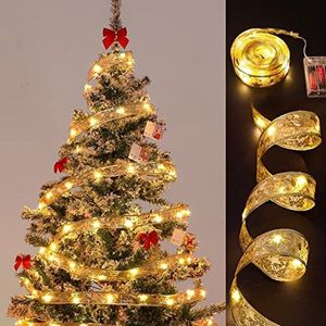 Kerstversiering Lint Fairy Licht Decoratie Boom Ornamenten Voor Thuis Bogen Lichtslingers Navidad Natal Jaar 230905