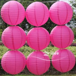 Kerst versiering ! Rose Red Color Paper Lantaarns10/Lot Chinese traditionele ronde festival Lantern Wedding Party Decoratie