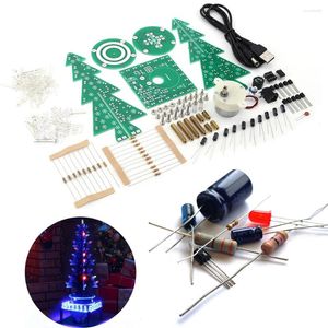 Décorations de Noël Kit de bricolage coloré rotatif Moteur intégré 37 lumières LED Exercice électronique Décor d'arbre musical pour la maison Salon