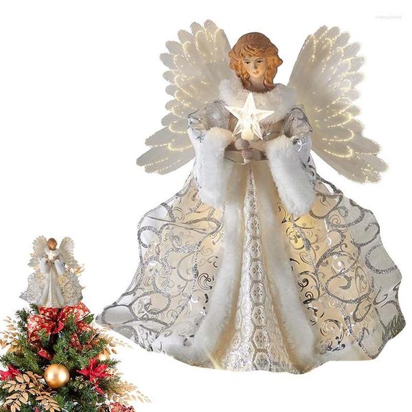 Décorations de Noël ange rustique top top statue décoration de Noël topper accessoires figurine cadeau