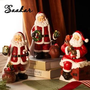 Kerstversiering SAAKAR Hars Kerstman Standbeeld Miniatuur Karaktercollectie Ambacht Thuis Woonkamer Desktop Decor Object Beeldjes Micro Model 231023