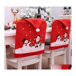 Kerstdecoraties Santa Claus cap stoel er eettafel feest rode hoed terug ers xmas voor huis