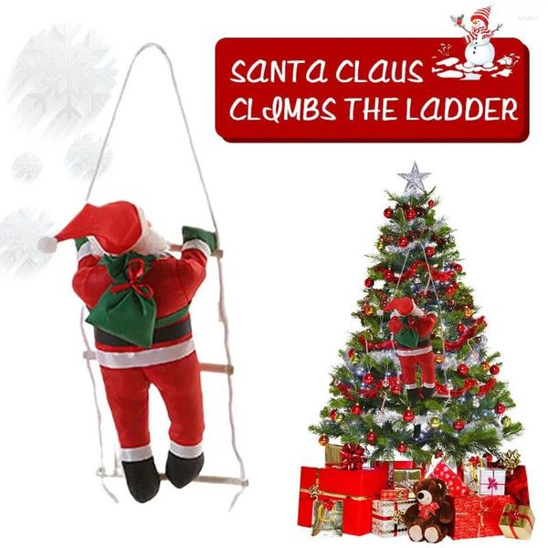 Décorations de Noël Santa Claus grimpant sur corde 25 cm échelle arbres de Noël Ornement suspendu pour décoration de décoration de fête R0W7