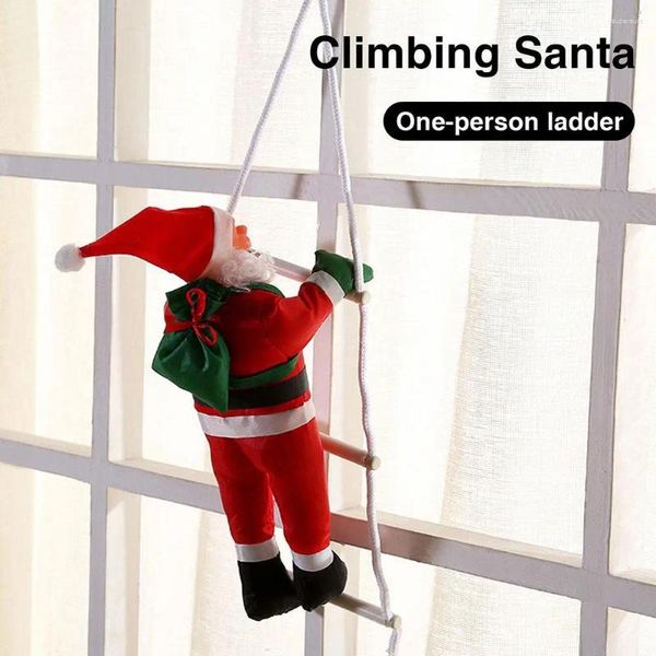 Décorations de Noël Santa Claus grimpant sur corde 25 cm échelle arbres de Noël Ornement suspendu pour décoration de décoration de fête C7P1