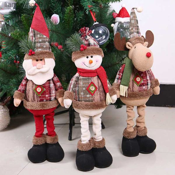 Decoraciones navideñas Santa Claus Doll Snow Man Elk Adornos Regalo Juguete Decoraciones para árboles de Navidad para Año Nuevo Navidad L230620