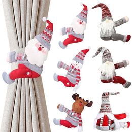 Kerst decoraties Santa Claus Elk Curtain Buckle Doll Ornament Merry Decoration for Home Xmas Gifts Navidad Jaar 2023 220921