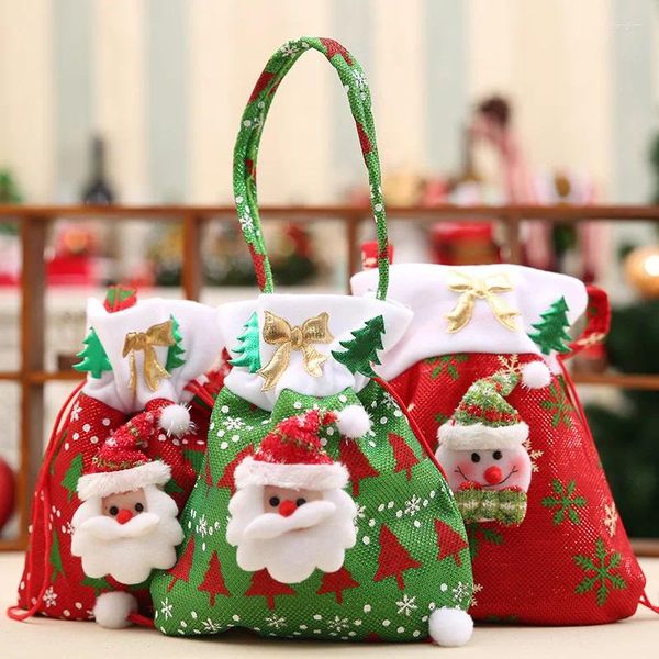 Decoraciones navideñas Bolsa de regalo de Papá Noel Candy Apple Feliz Navidad Merry 2024 Noel Party Supplies