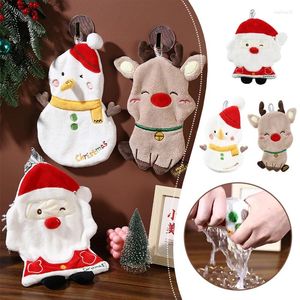 Decoraciones navideñas Toalla de mano de Papá Noel Coral polar absorbente baño dibujos animados muñeco de nieve suministro de baño regalo de año