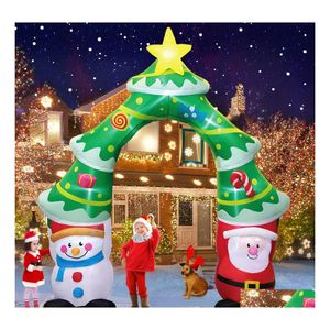 Kerstdecoraties Santa Claus opblaasbare decoratie voor huis buiten kerstmis eland plinger slee sneeuwman decor yard tuin feestje boog dhiwt