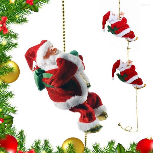Décorations de Noël Père Noël Corde d'escalade musicale Échelle de montée électrique Décoration suspendue Ornements d'arbre