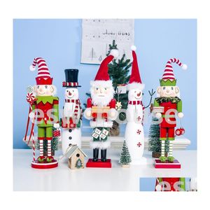 Kerstdecoraties Santa Claus Notenkraker houten sneeuwpop figuur kantoor huisdecoratie drop levering tuin feestelijke feestbenodigdheden dhgxc