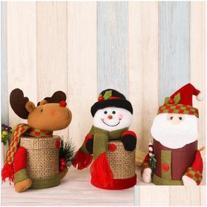 Kerstdecoraties Santa Claus Snow Man/Elk Plush Doll Gifts Box ornamenten Kinderen Candy Holder Opslag Merry Xmas Decoratie F1838 DHX0W
