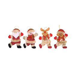 Décorations de Noël Père Noël Bonhomme de neige Cerf Ours Tissu Poupée Suspendue Cadeau Arbre de Noël Accessoires Joyeux Décor pour la maison Noël Orna Dhwjt