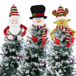 Décorations de Noël Père Noël Bonhomme de neige Elk Tree Top Décor Joyeux pour la maison Ornements de Noël Navidad Party Supplies 221130