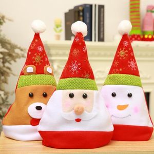 Kerstdecoraties Santa Claus Snowman Patroon Hoeden Volwassen Kinderen Velveteen niet-geweven stoffen Fashionable Compact voor Xmas Party Home Shop