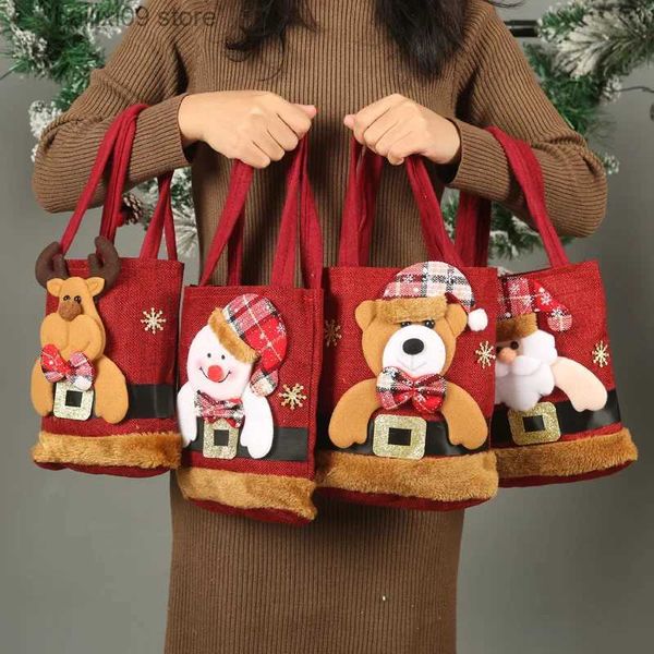 Decoraciones navideñas Santa Claus Muñeco de nieve Ciervos Bolsa de regalo Bolsa de regalo para niños Bolsa de dulces Bolso de Navidad T231012