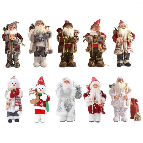 Decoraciones navideñas, estatua de Papá Noel, colección de estatuillas navideñas de pie, decoración colgante de árbol de Navidad, adornos de muñecas tradicionales