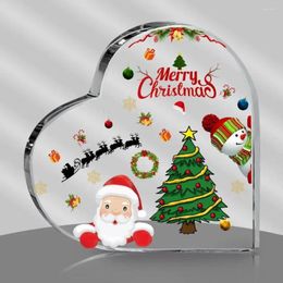 Kerstdecoraties Santa Claus Tree Print Acryl Hart Plaque Jubileum Geschenken voor vrouwen Kids Boy Children Desktafel Desktop Decor