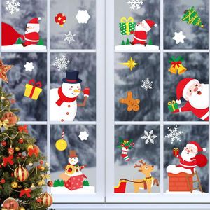 Décorations de noël père noël mur fenêtre statique autocollant joyeux décoration pour la maison 2022 chambre décalcomanies année