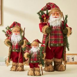 Décorations de noël, poupée père noël, pendentif à carreaux rouges, décoration d'arbre joyeux pour la famille et les enfants, cadeau 2023, 231025