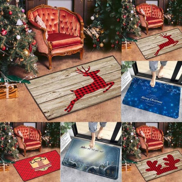 Tapis de porte de sol antidérapant, décorations de noël, père noël, salle de cuisine, maison, joyeux, décor extérieur, noël A6n5