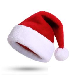 Décorations de Noël Santa Hat Deluxe Party Chapeaux en peluche Rouge Blanc Épais Corail Veet pour Kid Adt Enfants Hommes Femmes Drop Livraison Accueil Dhbfm