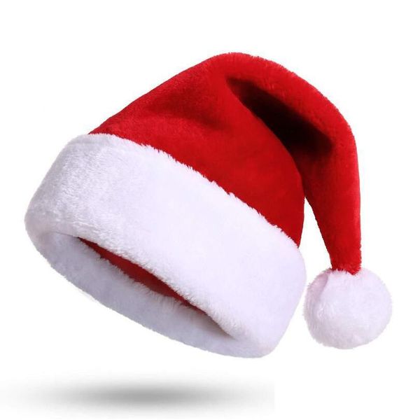 Decoraciones navideñas Santa Santa Deluxe Party Plush Sombreros Rojos Blancos gruesos Coral Veet para niños ADT Hombres Mujeres Drop entrega Dh36j