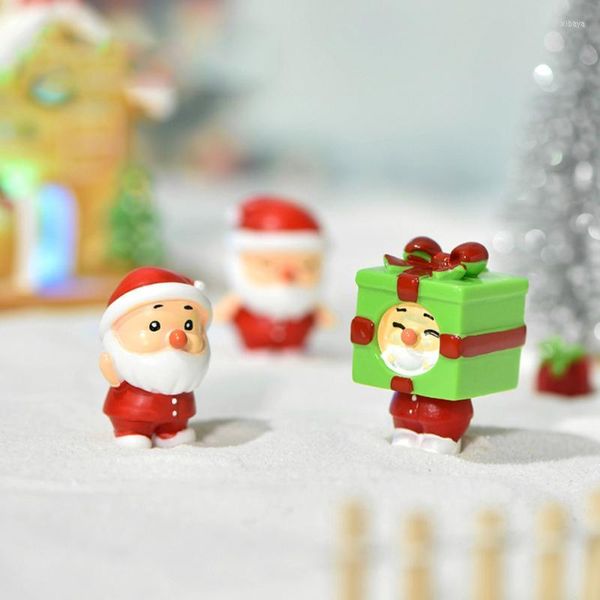 Décorations de Noël Père Noël Miniature Paysage Neige Paysage Ornement Couple Cochon Gingerbread Man Résine Artisanat Mignon Chambre Bureau Décor Cadeau