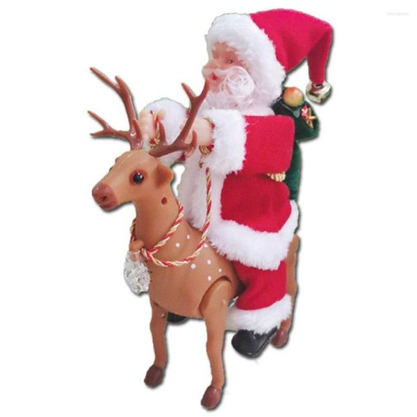 Décorations de Noël Santa Riding Elk Funny Electric Toy With Playing Music Children Perfect Doll Gift Kid Decor